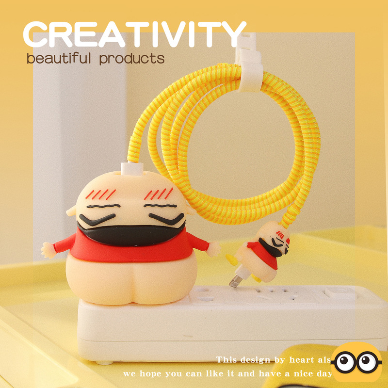 Nuevo cable de datos de dibujos animados cubierta protectora adecuado para Apple carga rápida cabeza 18/20W carga cabeza cubierta protectora Winder