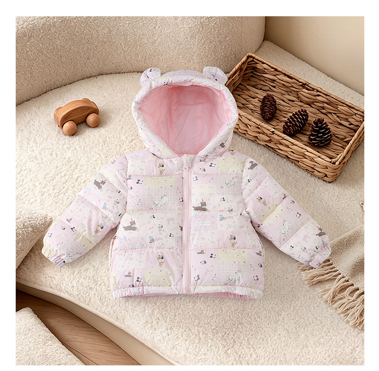 Chaqueta con Capucha Infantil con Dibujos de Fibra de Poliéster, Con Capucha, para Invierno
