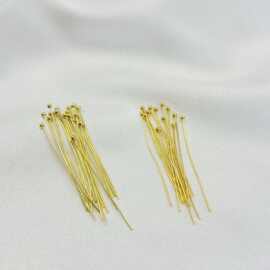 保色14k18k纯铜包金 球形针 diy耳环材料手工耳环配件 圆球针批发