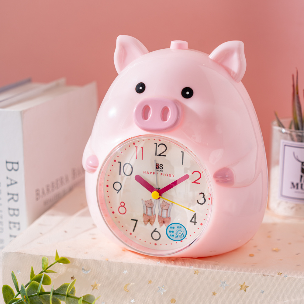 Fábrica al por mayor dormir cerdo reloj de alarma de voz de doble tono reloj de alarma especial para niños caminar es muy preciso y puede ser cronometrado reloj de alarma
