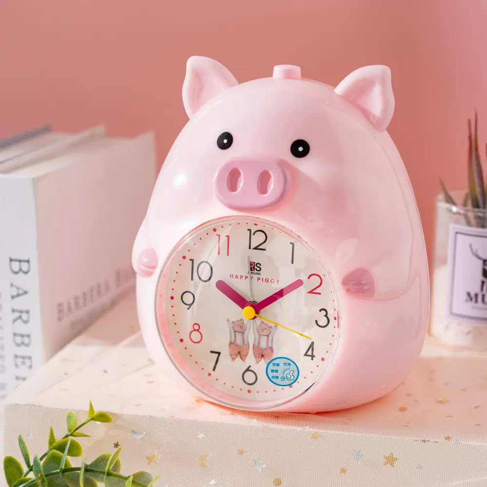 厂家批发贪睡小猪双音讲话闹钟儿童专用闹钟走施很准可以定时闹钟
