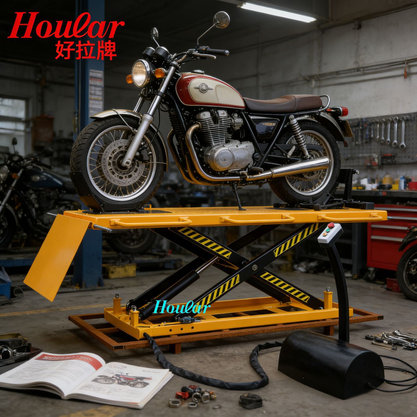 500kg摩托车维修升降机机动车电动升降台固定式升降平台机车平台