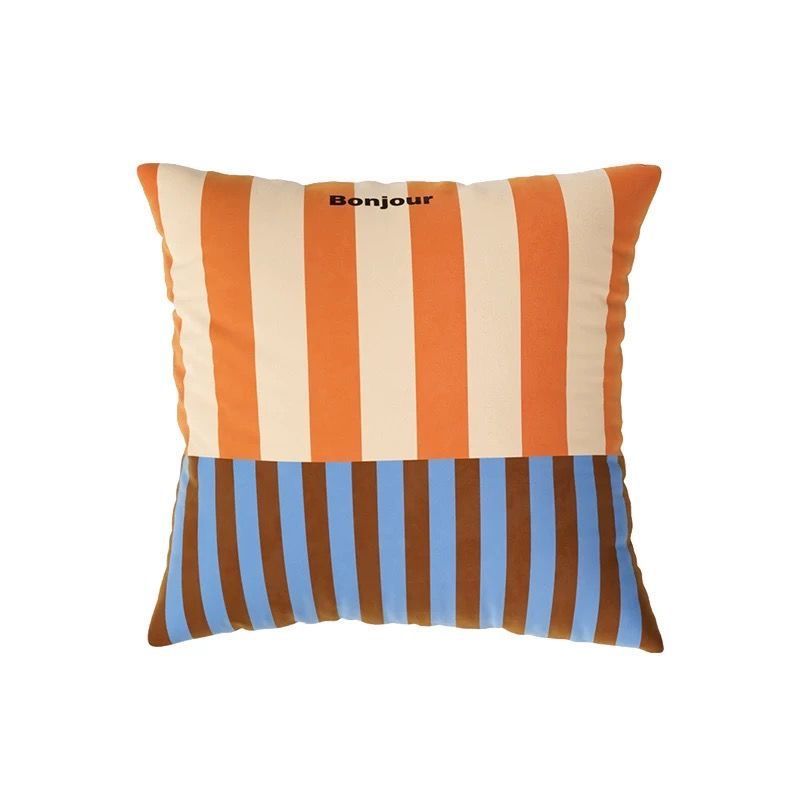 Retro rayas almohada cubierta cuadrada nórdica simple sala de estar cojín de sofá doméstico dormitorio cojín de cabecera cojín
