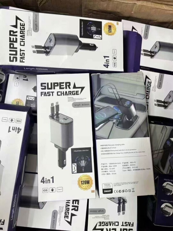 D3 車 D2 充電器 Q9 格納式携帯電話超高速充電 1 対 4 60 ワット車 MP3 プレーヤーオールインワン|undefined