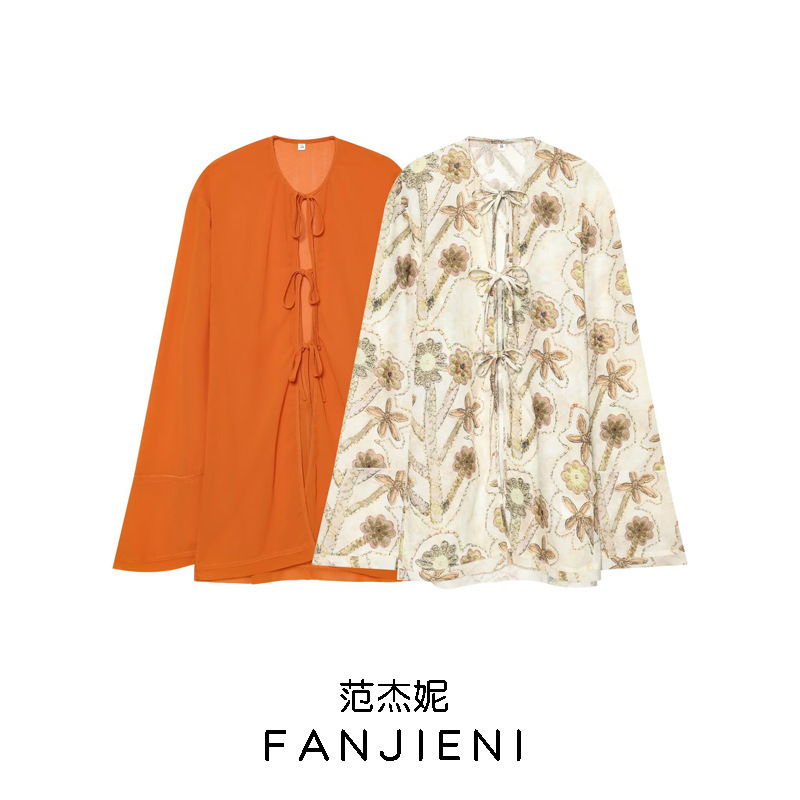 Zr Foreign Trade Wholesale European and American Style Women's Clothing Commuting Style Versatile Loose-Fit Front-Tie Shirt Top 1322436 Zr Foreign Trade Wholesale European and American Style Women's Clothing Commuting Style Versatile Loose-Fit Front-Tie Shirt Top 1322436