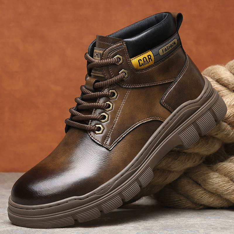 [Wang Junkai та же модель] сапоги Martin мужские осенние и зимние новые высокие ботинки ретро напоенные сапоги из натуральной кожи хлопчатобумажные сапоги