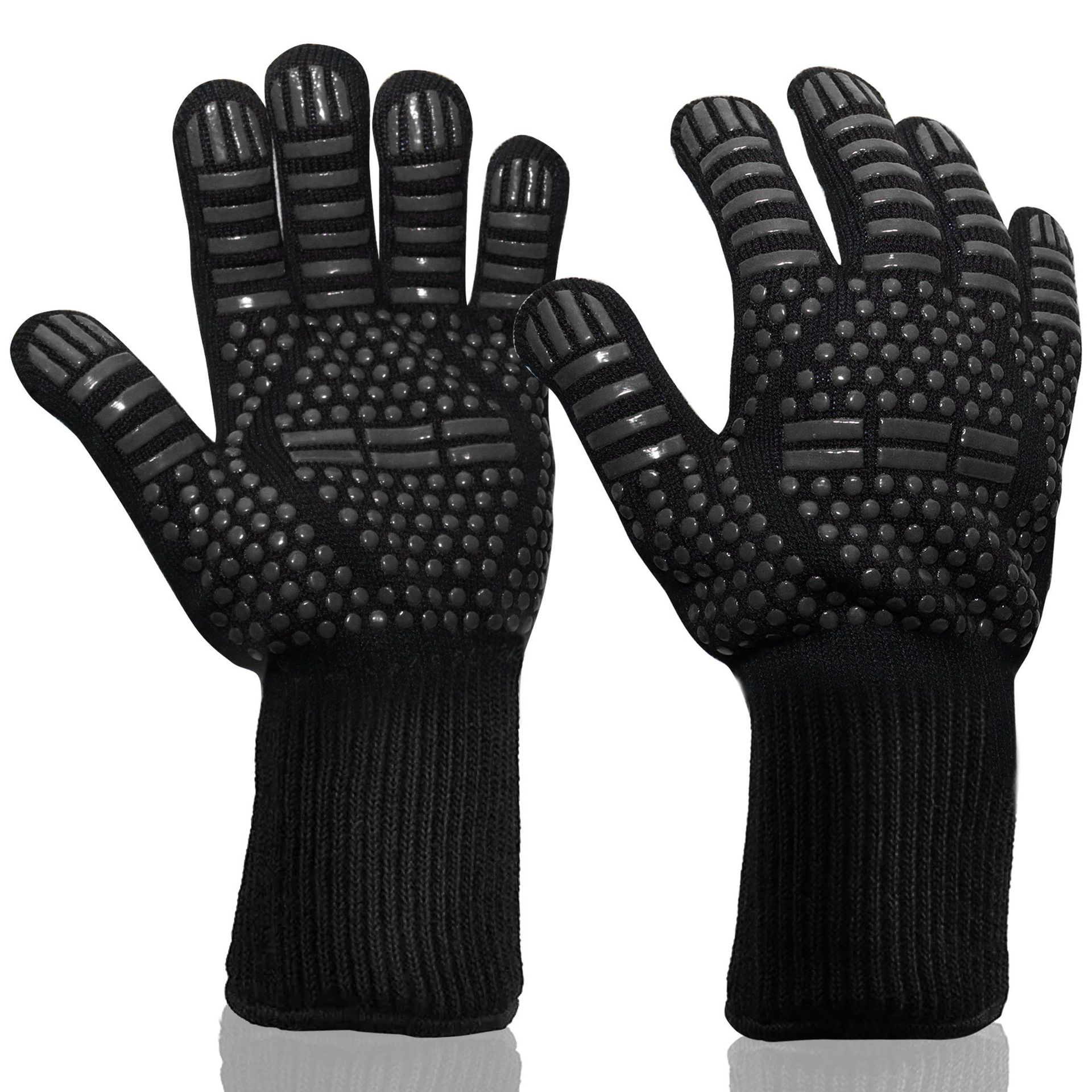 Amazon en stock barbacoa guantes llama barbacoa guantes silicona antideslizante horno resistente al calor 500-800 grados guantes