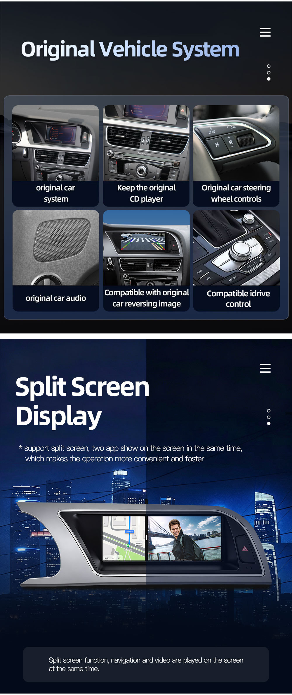 8.8inch Suitable for Audi A5 S5 B8 8t Car Central Control Large Screen Navigation Carplay Player