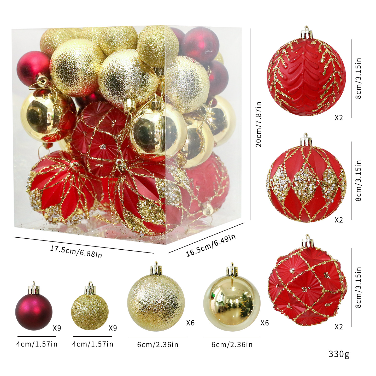 Shengyuan nueva caja de bola de Navidad galvanizada 36pcs decoración de árbol de Navidad ventana decoración de personalidad