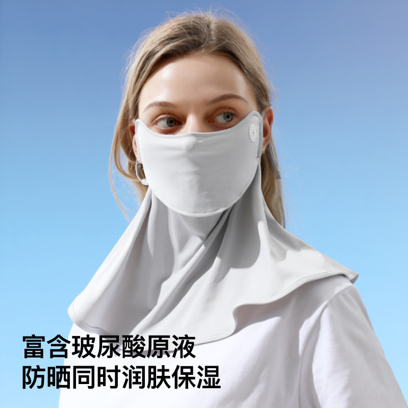 Summer ice silk sun protection mask female open breathable hem ear hanging driving UV protection eye corner sun protection mask