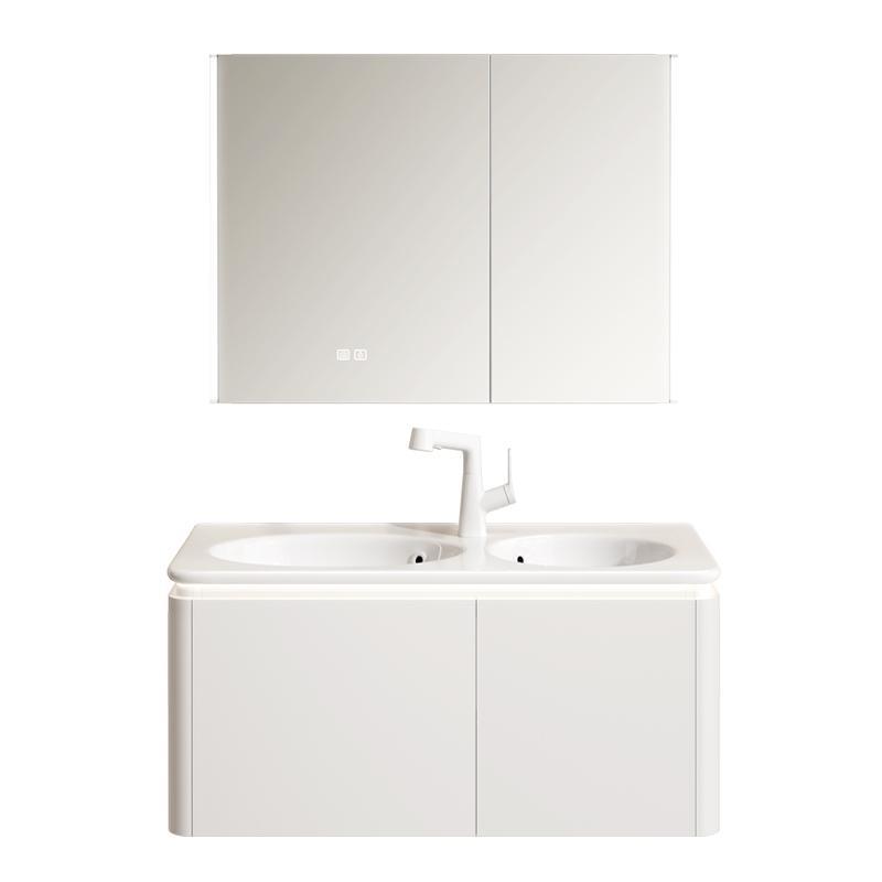 Gabinete de baño de madera sólida pareja padres-hijos lavabo lavabo cerámica de lavado de cara doble lavabo