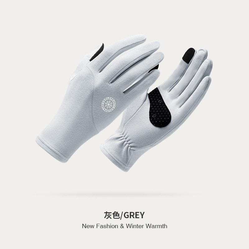 Guantes de gamuza de invierno para hombres y mujeres con forro polar cálido ciclismo Otoño e Invierno lindo pantalla táctil guantes de cuero impermeable dedo abierto