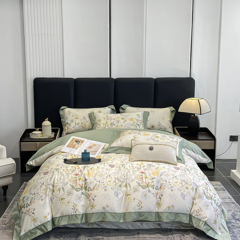 100 xinjiang algodón de lana larga impresión digital de cuatro piezas de sábanas de cama de algodón tipo a cuatro piezas de sábanas