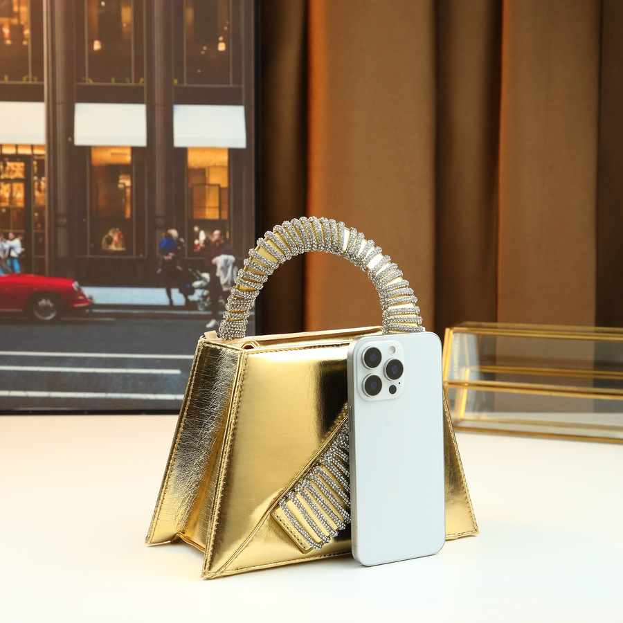 Elegante borsa a mano di lusso tempestata di diamanti, borsa quadrata da donna finemente realizzata per feste, con catena, da portare a tracolla o a spalla._voghion.com