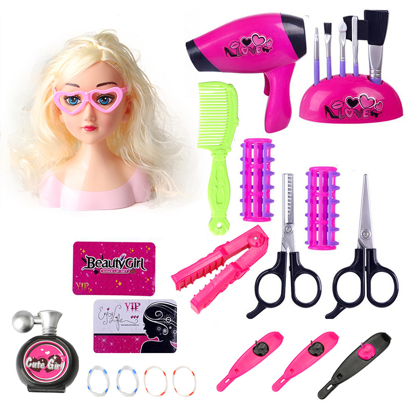 Amazon play House media-longitud traje de muñeca peine pelo puede hacer secador de pelo peluquería modelo de simulación de juguete al por mayor