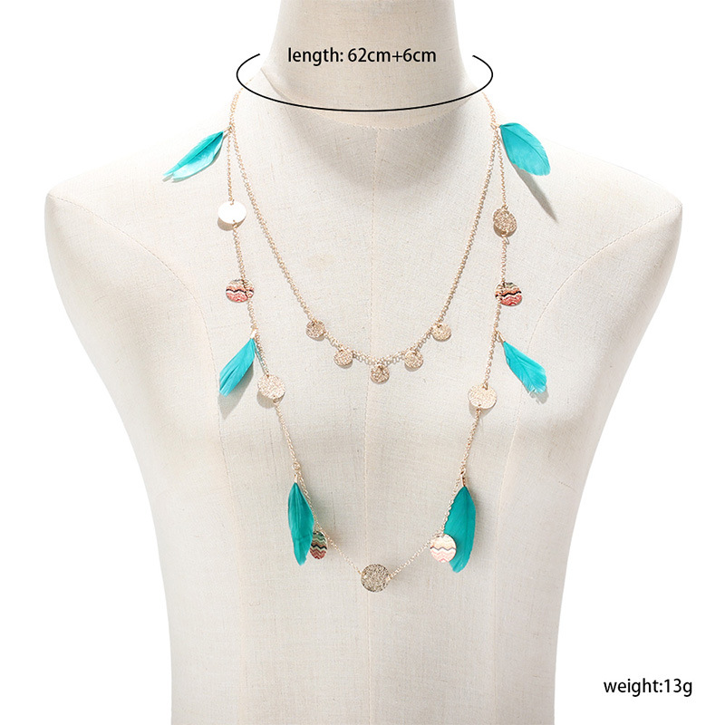 Ethnic Style Round Alloy Feather Layered Plating Necklace