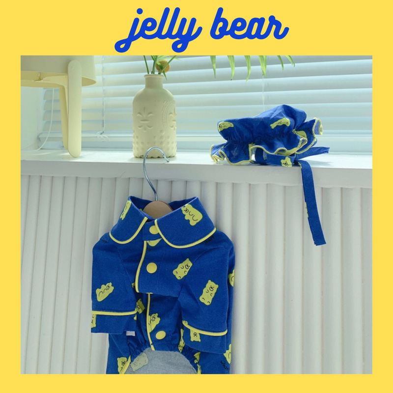 [Big Sale] Ins Style Korean Spring Cute Candy Bear Hat Pajamas Set Dog Home Clothes Pet