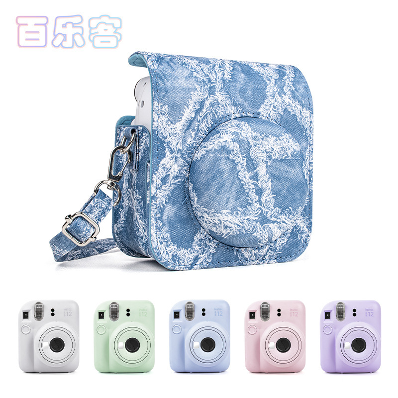 Suitable for Polaroid Instax Mini12 Camera Bag, Denim Portable Camera Protective Bag, Digital Accessories Storage