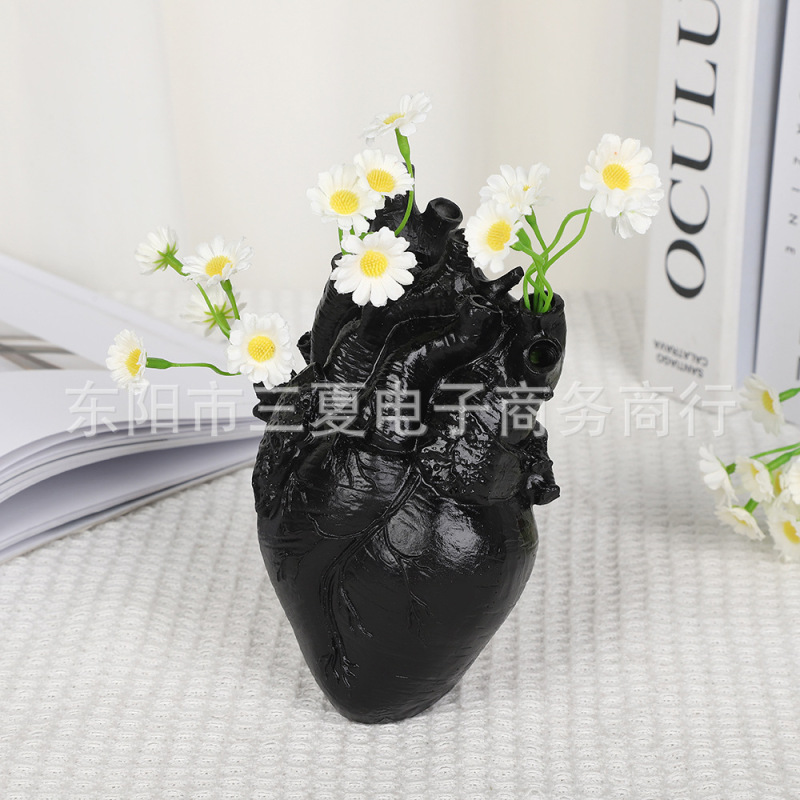 新しいクロスボーダーハート植木鉢フラワーアレンジメントホームデスクトップ中庭屋外装飾樹脂工芸品彫像装飾品|undefined