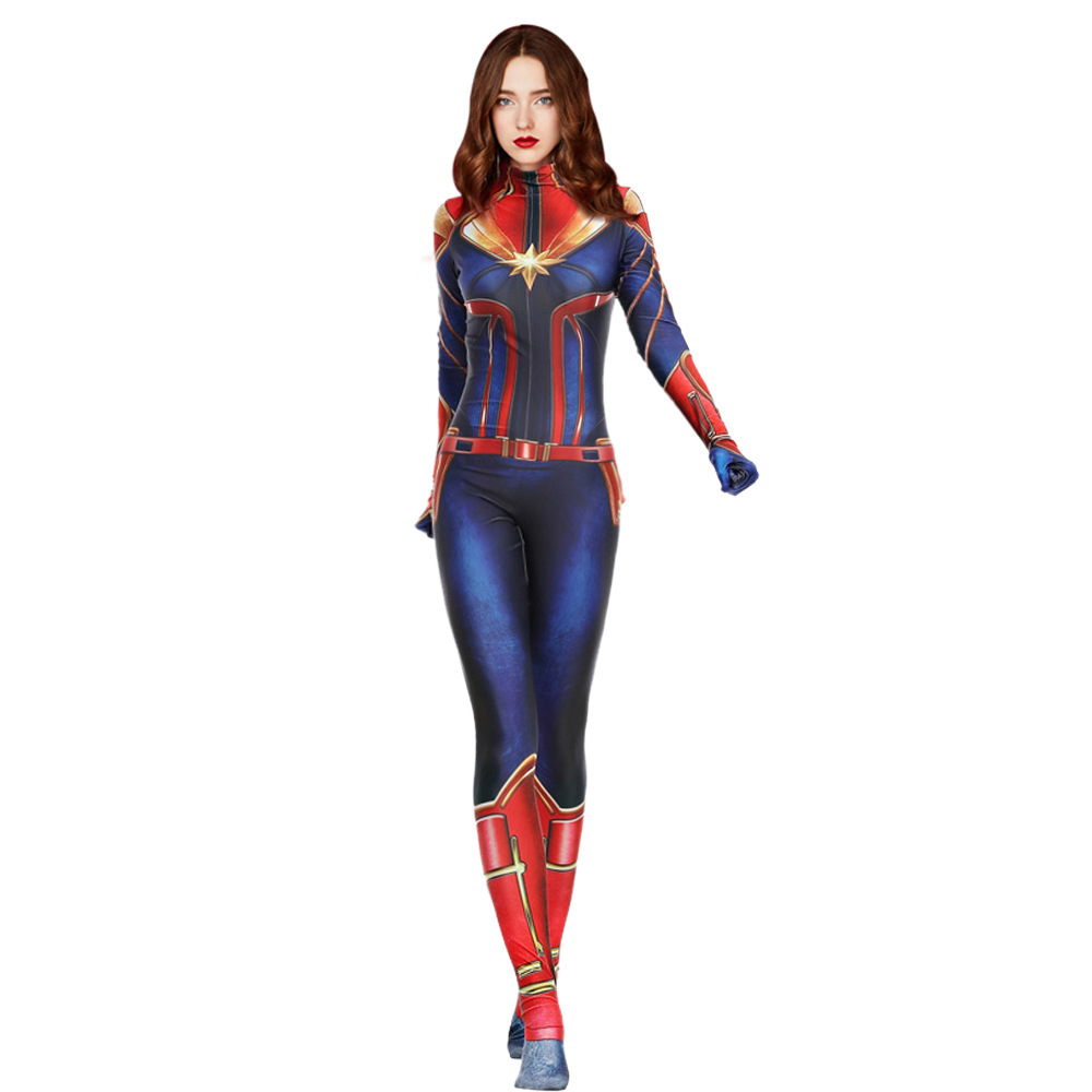 Halloween Captain Marvel cosplay costume children's tights cosplay science fiction European and American science fiction style 2