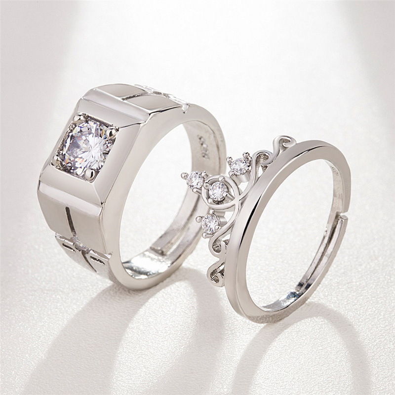 Elegant Lady Geometric Crown Alloy Plating Inlay Zircon Women's Open Rings display picture 3