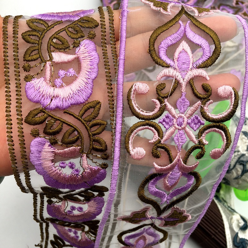 薄纱刺绣花边 复古汉服童装服饰辅料 紫雅中国风服装配料批发