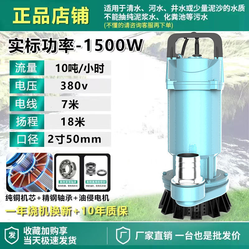 Shanghai auténtica bomba sumergible 220V bomba de agua de gran calibre 3 pulgadas 4 pulgadas sin escobillas de alto flujo de elevación bomba de agua