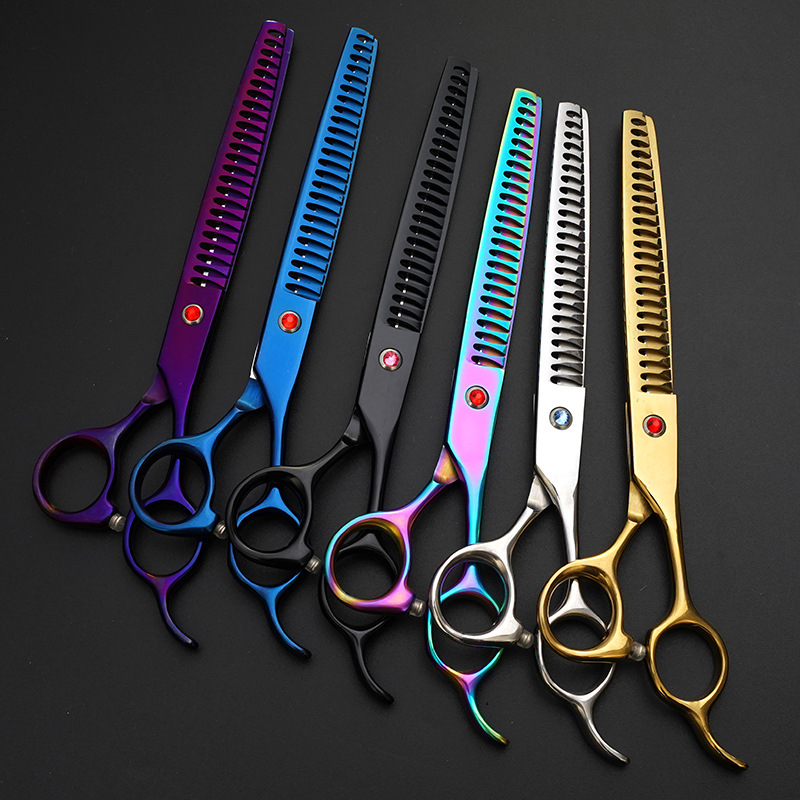 Tijeras de belleza para mascotas artefacto de corte de cabello tijeras profesionales de hueso de pescado oso de peluche corte de pelo de perro tijeras profesionales de dientes delgados
