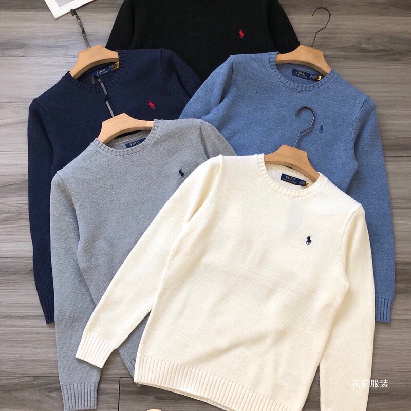 Cross-Border Supply of Five-Color Solid Color Pony Embroidery Unisex Round Neck Long-Sleeve Knit Sweater 710810