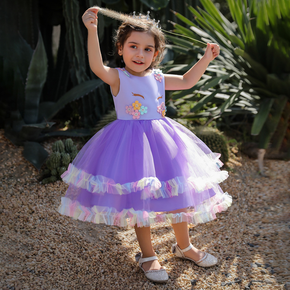 Amazon falda transfronteriza suministro nuevo vestido de las niñas vestido de Festival Unicornio ropa de los niños vestido de los niños