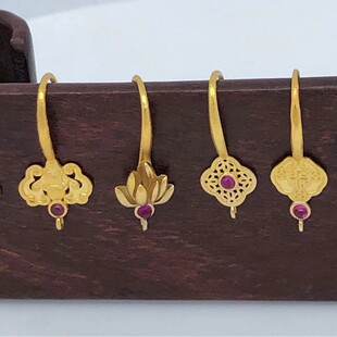 G18k ear hook earrings with Ruby luxury DIY pendant earrings