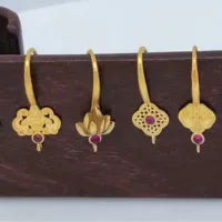 18K золото аксессуары серьги инкрустированные с рубином DIY ушной крючок с бусинами полуфабрикаты ручной работы из настоящего золота аксессуары материал
