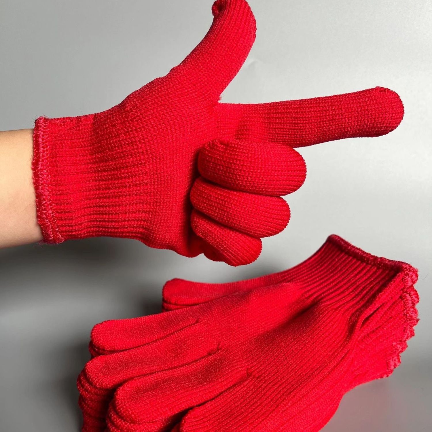 棉线手套尼龙劳保黑色白色红色女款小号建筑防滑耐磨工作干活工地