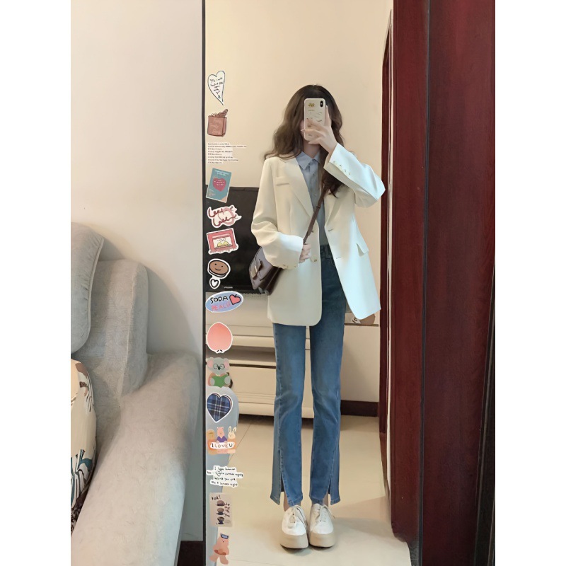Apricot autumn classic suit jacket