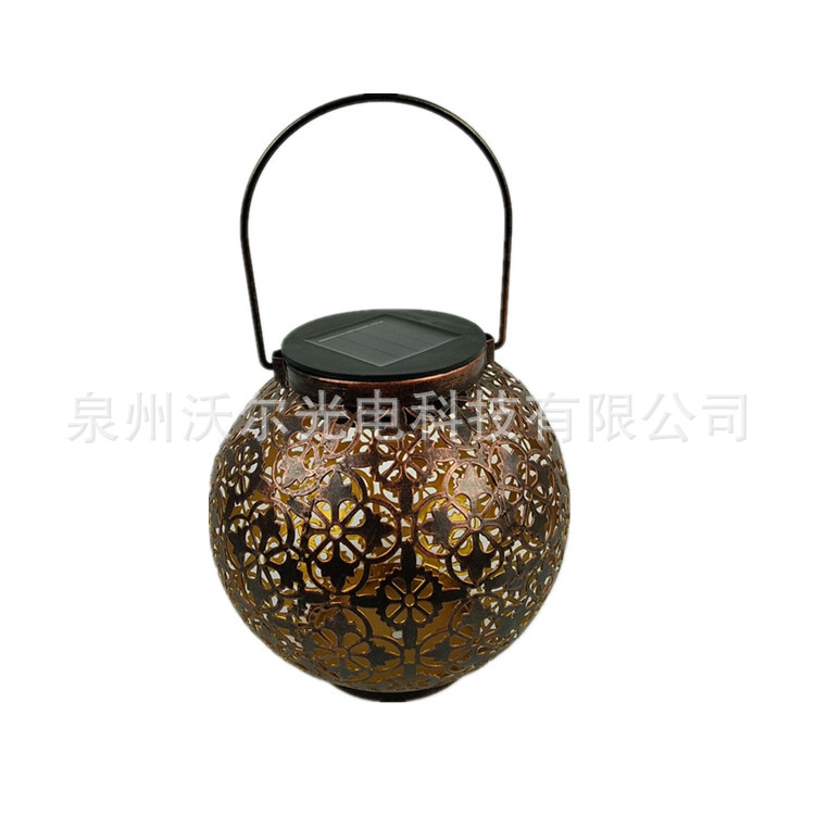 热销亚马逊跨境太阳能户外庭院装饰灯景观灯 镂空灯笼 草坪投影灯