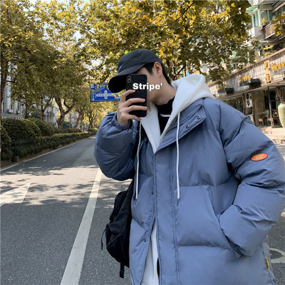 winter False two cotton-padded clothes thickening Easy Korean Edition Trend handsome student Hooded coat Down Bread wear