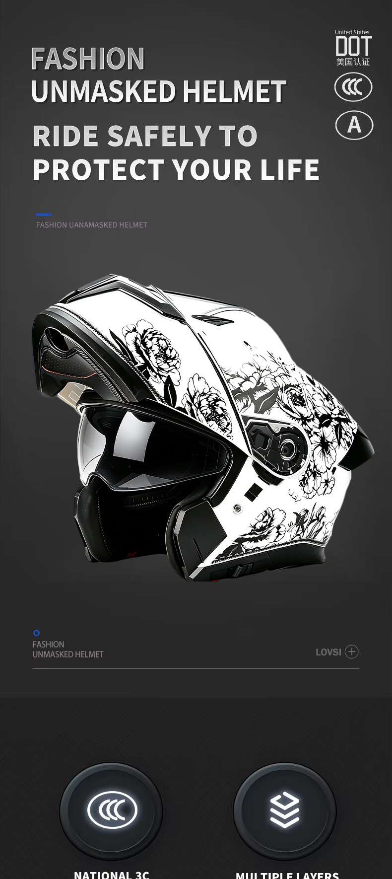 Cross-Border Exclusive Supply of Motorcycle Helmets for Cycling and Motorcycling, Men's Motorcycle Flip-Up Helmets, Women's All-Season Electric Vehicle Safety Helmets