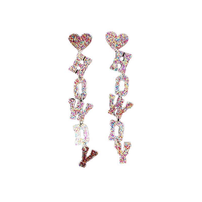 14g Weight Drop Earrings Classification 1 Pair Quantity Holiday, Shopping Occasion Arylic Material Letter, Heart Shape Pattern Women'S Gender Basic, Classic Style Style Basic Classic Style Letter Heart Shape Arylic Women's Drop Earrings 8