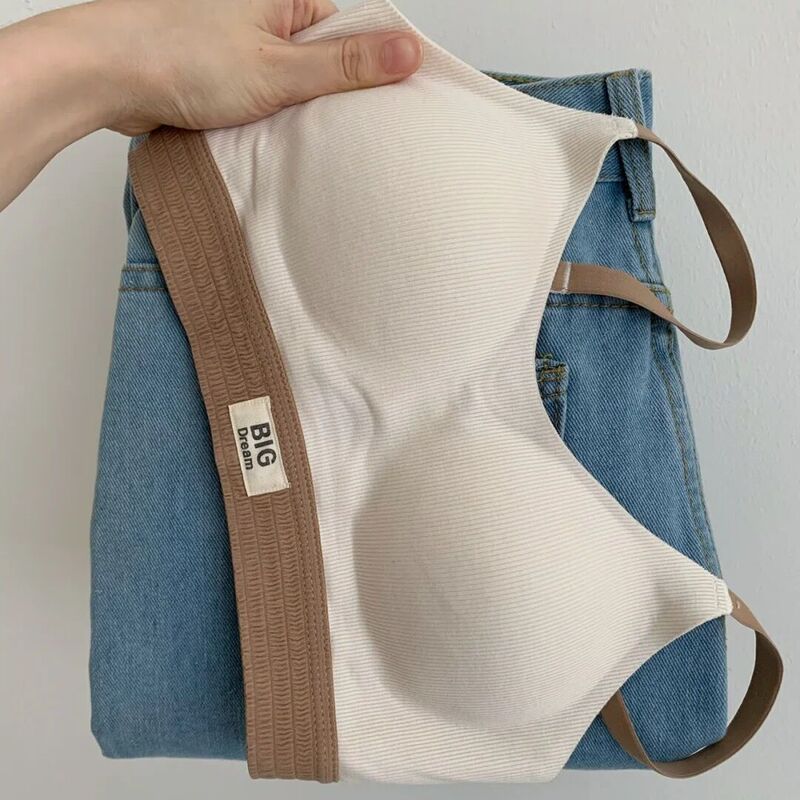 Small chest push up non-steel ring skin-friendly thread seamless underwear anti-sagging side collection trendy casual sports bra bra