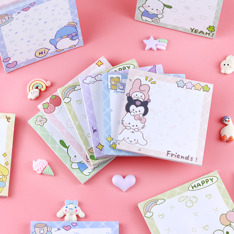 Sanrio Sticky Notes Cartoon Cute Student Note Pad Message Paper Portable