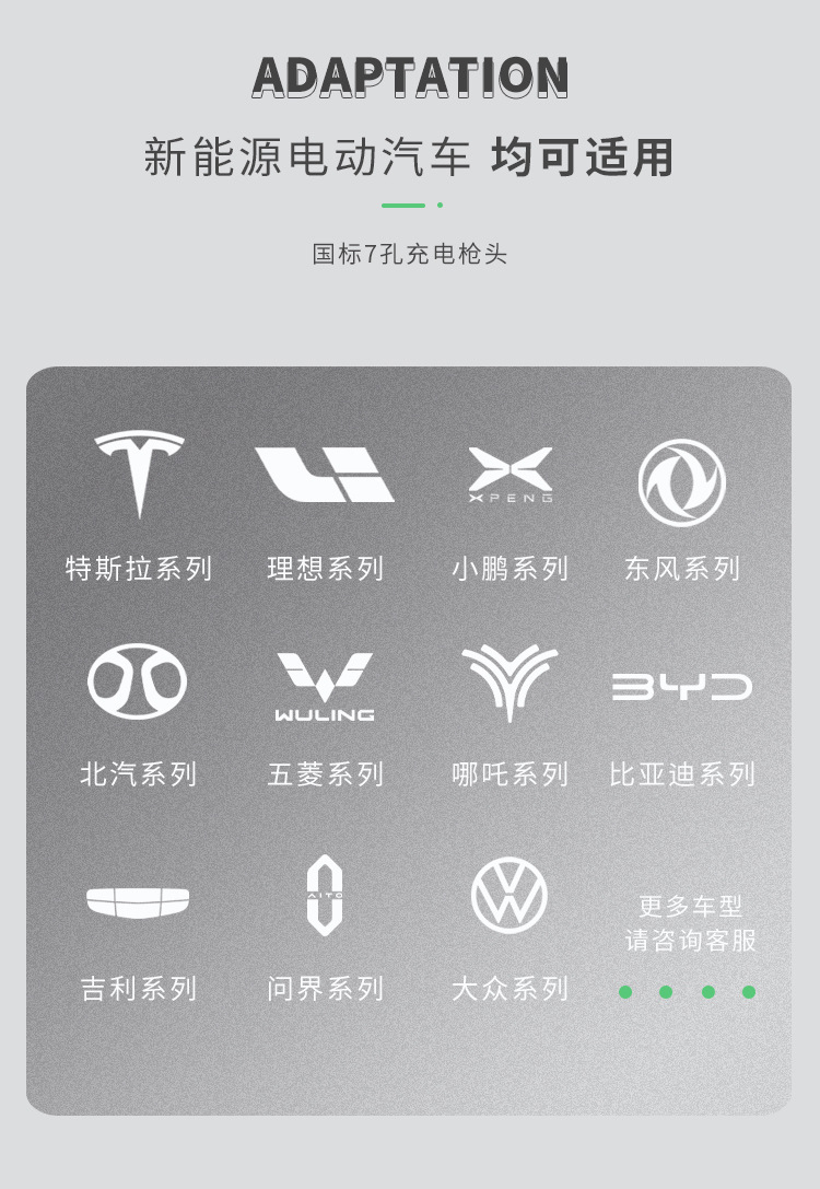 National Standard Export New Energy Electric Vehicle Charging Pile Manufacturer 7Kw Ac Fast Charging Tesla Charging Gun for Home Use