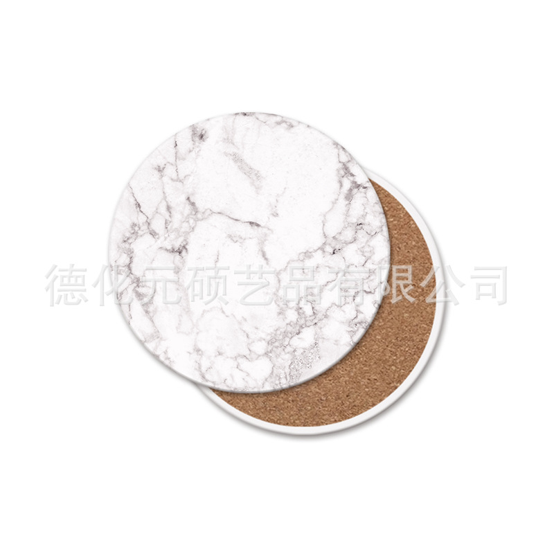 Amazon popular blanco Marbling cerámica absorbente posavasos decoración del hogar Logo de una sola pieza entrega