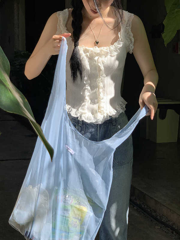 2025夏季别致蕾丝设计吊带背心女纯色修身无袖内搭纯欲甜辣上衣潮|undefined