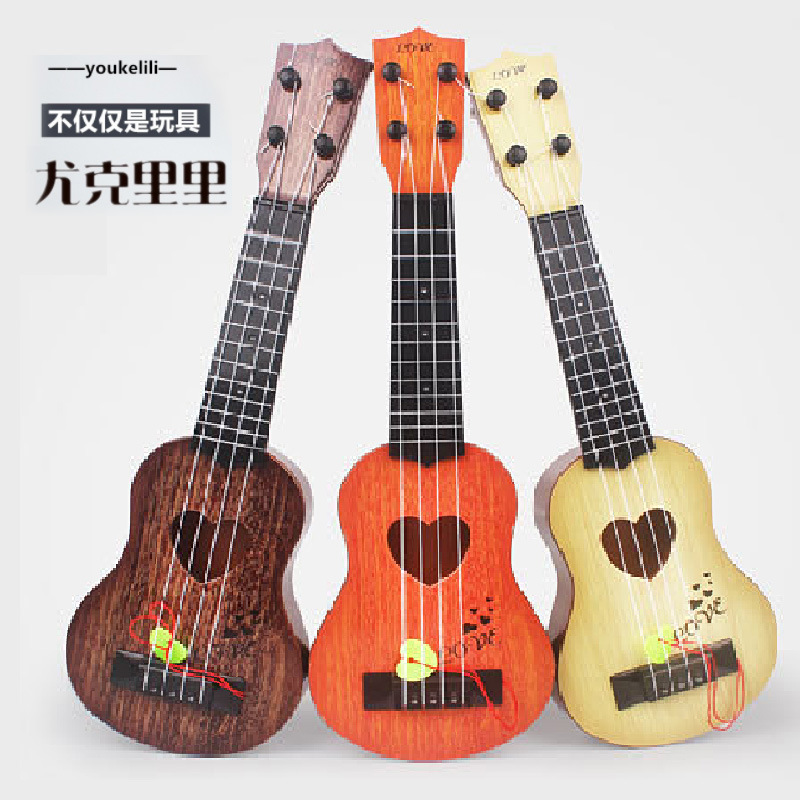 Instrumento musical de los niños simulación ukulele cuatro cuerdas puede jugar educación temprana música guitarra de juguete guitarra directa de fábrica
