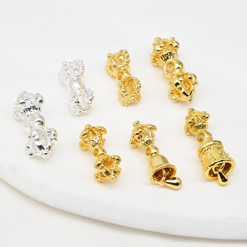 18k gold colorfast Vajra bell magic wand lucky charm spacer beads DIY jewelry accessories bracelet necklace handmade beads