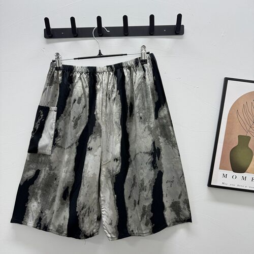 Summer cotton satin pajama shorts for men, 56 cm, with pockets, wearable outside, plus-size home leisure.