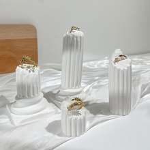 创意欧式复古石膏风化断裂罗马柱戒指展示架收纳托橱窗陈列道具座