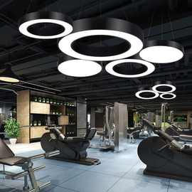 圆环吊灯LED圆形办公室健身房店铺大堂圆圈工业风灯环形工程灯具
