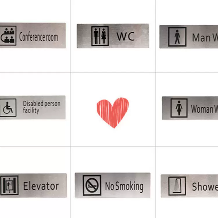 批发便捷不锈钢粘贴式指示牌酒店洗手间广场户外标识牌可定制