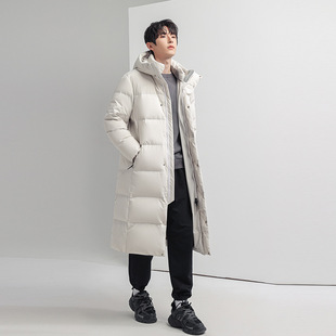 Men's long down jacket winter new national standard 90 velvet fashion brand mid-length down jacket men and women couple two open